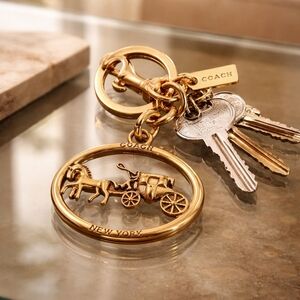 Coach Gold Horse & Carriage Keychain